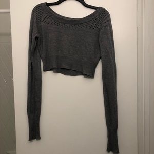 BLOCH cropped gray warm up sweater for dance